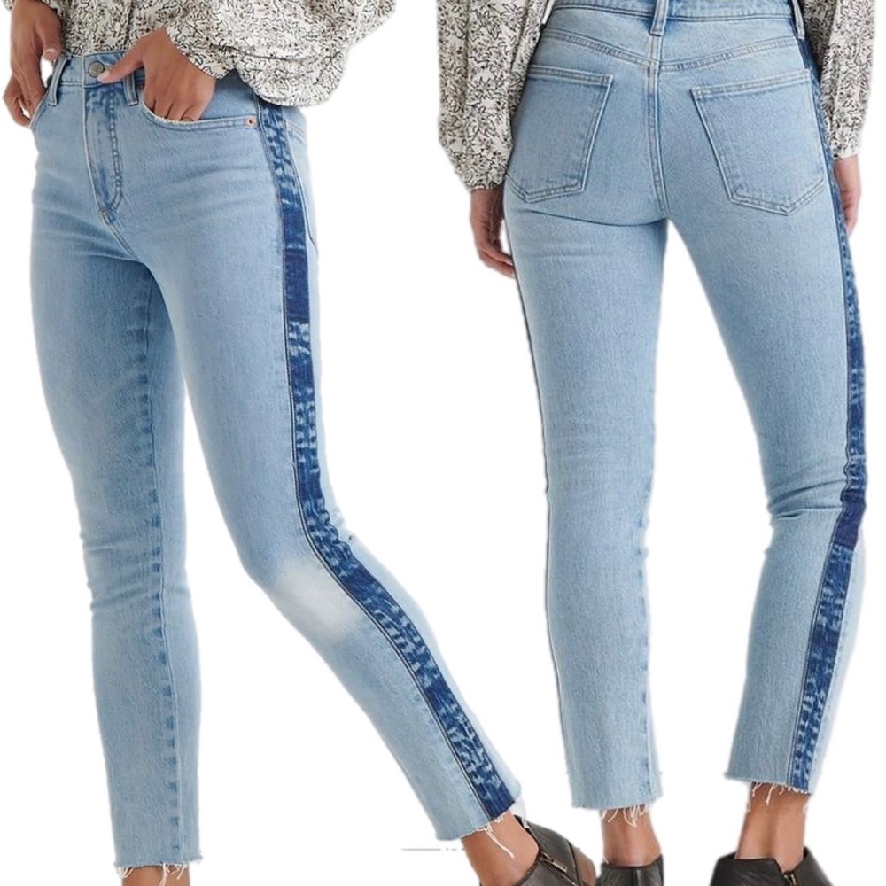 Lucky Brand Remade Tomboy Jeans 0/25 High Rise Tuxedo Stripe Light Wash